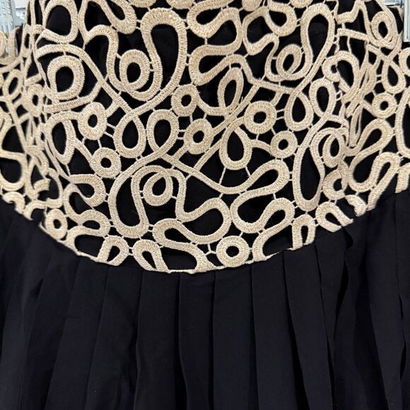 Lilly Pulitzer Black & Gold 100% Silk Chiffon Pleated Dress "Jillie" - Size 6 - - Picture 7 of 7